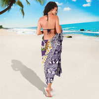 Hawaiian Plumeria Lei Sarong Kakau Motifs and Palaka Half Style Purple Color - Polynesian Pride