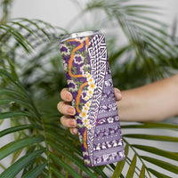Hawaiian Plumeria Lei Skinny Tumbler Kakau Motifs and Palaka Half Style Purple Color - Polynesian Pride