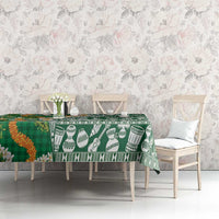 Hawaiian Plumeria Lei Tablecloth Kakau Motifs and Palaka Half Style Green Color LT03 - Polynesian Pride