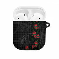 Hawaiian Kakau Art AirPods Case Taro Leaves with Ohia Lehua and Pakala Pattern LT03 Black - Polynesian Pride