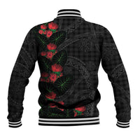 Hawaiian Kakau Art Baseball Jacket Taro Leaves with Ohia Lehua and Pakala Pattern - Polynesian Pride