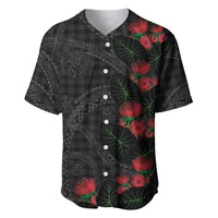 Hawaiian Kakau Art Baseball Jersey Taro Leaves with Ohia Lehua and Pakala Pattern LT03 Black - Polynesian Pride