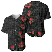 Hawaiian Kakau Art Baseball Jersey Taro Leaves with Ohia Lehua and Pakala Pattern LT03 - Polynesian Pride