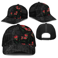Hawaiian Kakau Art Baseball Net Cap Taro Leaves with Ohia Lehua and Pakala Pattern LT03 - Polynesian Pride