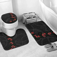 Hawaiian Kakau Art Bathroom Set Taro Leaves with Ohia Lehua and Pakala Pattern - Polynesian Pride