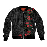 Hawaiian Kakau Art Bomber Jacket Taro Leaves with Ohia Lehua and Pakala Pattern - Polynesian Pride