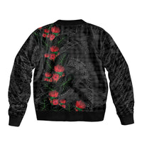 Hawaiian Kakau Art Bomber Jacket Taro Leaves with Ohia Lehua and Pakala Pattern - Polynesian Pride