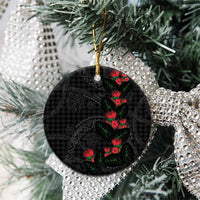 Hawaiian Kakau Art Ceramic Ornament Taro Leaves with Ohia Lehua and Pakala Pattern - Polynesian Pride