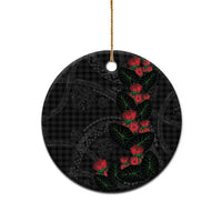 Hawaiian Kakau Art Ceramic Ornament Taro Leaves with Ohia Lehua and Pakala Pattern - Polynesian Pride