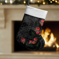Hawaiian Kakau Art Christmas Stocking Taro Leaves with Ohia Lehua and Pakala Pattern LT03 Set of 2 Black - Polynesian Pride