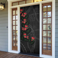 Hawaiian Kakau Art Door Cover Taro Leaves with Ohia Lehua and Pakala Pattern LT03 - Polynesian Pride