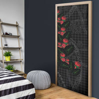 Hawaiian Kakau Art Door Cover Taro Leaves with Ohia Lehua and Pakala Pattern LT03 - Polynesian Pride