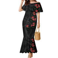 Hawaiian Kakau Art Family Matching Mermaid Dress and Hawaiian Shirt Taro Leaves with Ohia Lehua and Pakala Pattern - Polynesian Pride