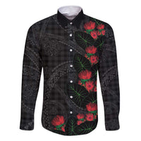 Hawaiian Kakau Art Family Matching Off Shoulder Short Dress and Hawaiian Shirt Taro Leaves with Ohia Lehua and Pakala Pattern - Polynesian Pride