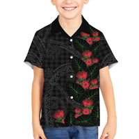 Hawaiian Kakau Art Family Matching Off Shoulder Short Dress and Hawaiian Shirt Taro Leaves with Ohia Lehua and Pakala Pattern - Polynesian Pride