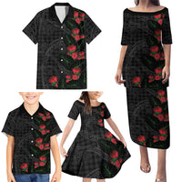 Hawaiian Kakau Art Family Matching Puletasi and Hawaiian Shirt Taro Leaves with Ohia Lehua and Pakala Pattern - Polynesian Pride