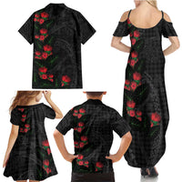 Hawaiian Kakau Art Family Matching Summer Maxi Dress and Hawaiian Shirt Taro Leaves with Ohia Lehua and Pakala Pattern - Polynesian Pride