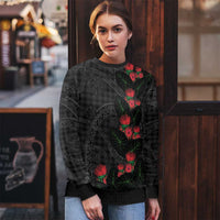 Hawaiian Kakau Art Ugly Christmas Sweater Taro Leaves with Ohia Lehua and Pakala Pattern - Polynesian Pride