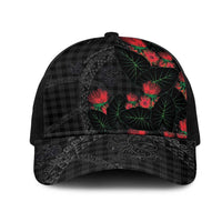 Hawaiian Kakau Art Mesh Trucker Cap Taro Leaves with Ohia Lehua and Pakala Pattern LT03 One Size Black Black - Polynesian Pride