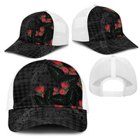 Hawaiian Kakau Art Mesh Trucker Cap Taro Leaves with Ohia Lehua and Pakala Pattern LT03 - Polynesian Pride