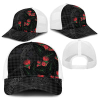 Hawaiian Kakau Art Mesh Trucker Cap Taro Leaves with Ohia Lehua and Pakala Pattern - Polynesian Pride