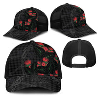 Hawaiian Kakau Art Mesh Trucker Cap Taro Leaves with Ohia Lehua and Pakala Pattern LT03 - Polynesian Pride