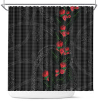 Hawaiian Kakau Art Shower Curtain Taro Leaves with Ohia Lehua and Pakala Pattern - Polynesian Pride