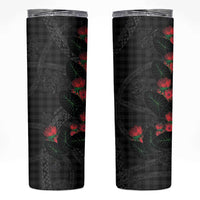 Hawaiian Kakau Art Skinny Tumbler Taro Leaves with Ohia Lehua and Pakala Pattern - Polynesian Pride