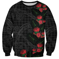 Hawaiian Kakau Art Sweatshirt Taro Leaves with Ohia Lehua and Pakala Pattern - Polynesian Pride