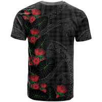 Hawaiian Kakau Art T Shirt Taro Leaves with Ohia Lehua and Pakala Pattern - Polynesian Pride