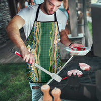 Hawaiian Art Flower Tribal with Lei Apron Palaka Pattern Green Color - Polynesian Pride