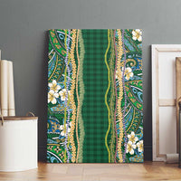 Hawaiian Art Flower Tribal with Lei Canvas Wall Art Palaka Pattern Green Color LT03 - Polynesian Pride