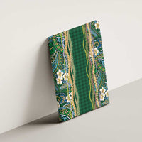 Hawaiian Art Flower Tribal with Lei Canvas Wall Art Palaka Pattern Green Color LT03 - Polynesian Pride