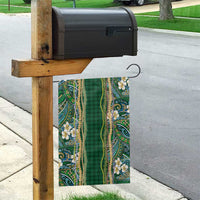 Hawaiian Art Flower Tribal with Lei Garden Flag Palaka Pattern Green Color - Polynesian Pride