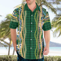 Hawaiian Art Flower Tribal with Lei Hawaiian Shirt Palaka Pattern Green Color LT03 - Polynesian Pride