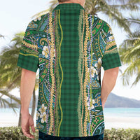 Hawaiian Art Flower Tribal with Lei Hawaiian Shirt Palaka Pattern Green Color LT03 - Polynesian Pride