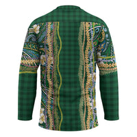 Hawaiian Art Flower Tribal with Lei Hockey Jersey Palaka Pattern Green Color - Polynesian Pride