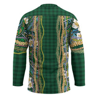 Hawaiian Art Flower Tribal with Lei Hockey Jersey Palaka Pattern Green Color LT03 - Polynesian Pride