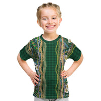 Hawaiian Art Flower Tribal with Lei Kid T Shirt Palaka Pattern Green Color LT03 Green - Polynesian Pride
