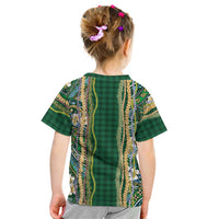 Hawaiian Art Flower Tribal with Lei Kid T Shirt Palaka Pattern Green Color LT03 - Polynesian Pride