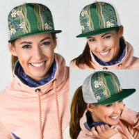Hawaiian Art Flower Tribal with Lei Mesh Trucker Cap Palaka Pattern Green Color LT03 - Polynesian Pride