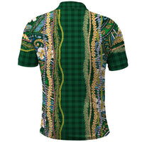 Hawaiian Art Flower Tribal with Lei Polo Shirt Palaka Pattern Green Color LT03 - Polynesian Pride