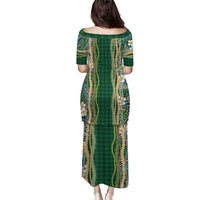 Hawaiian Art Flower Tribal with Lei Puletasi Palaka Pattern Green Color - Polynesian Pride