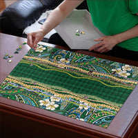 Hawaiian Art Flower Tribal with Lei Puzzle Palaka Pattern Green Color LT03 - Polynesian Pride
