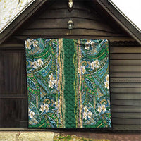 Hawaiian Art Flower Tribal with Lei Quilt Palaka Pattern Green Color - Polynesian Pride