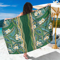 Hawaiian Art Flower Tribal with Lei Sarong Palaka Pattern Green Color - Polynesian Pride