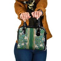 Hawaiian Art Flower Tribal with Lei Shoulder Handbag Palaka Pattern Green Color LT03 One Size Green - Polynesian Pride