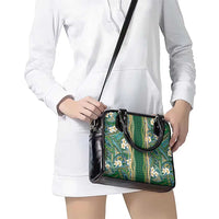 Hawaiian Art Flower Tribal with Lei Shoulder Handbag Palaka Pattern Green Color LT03 - Polynesian Pride