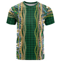 Hawaiian Art Flower Tribal with Lei T Shirt Palaka Pattern Green Color LT03 Green - Polynesian Pride