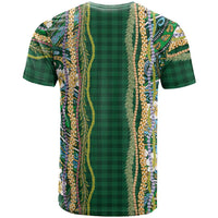 Hawaiian Art Flower Tribal with Lei T Shirt Palaka Pattern Green Color - Polynesian Pride